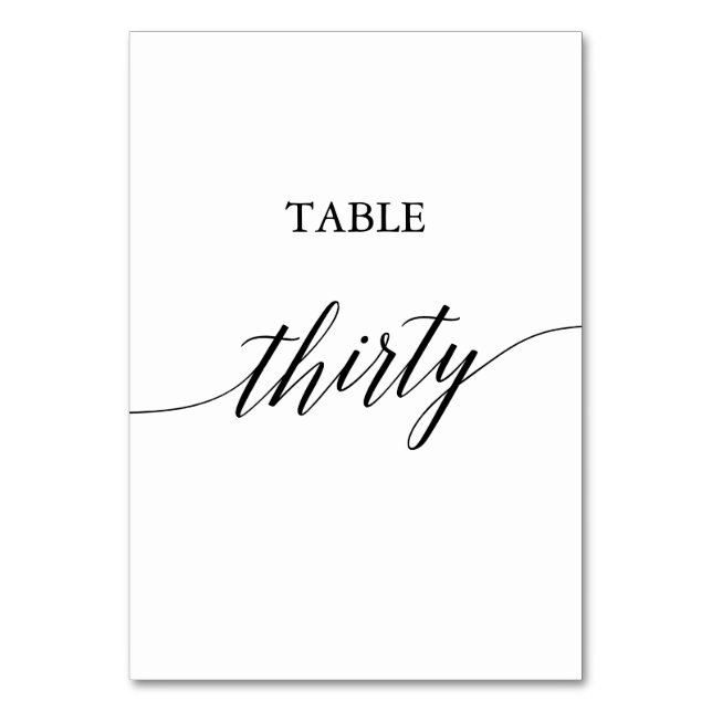 Elegant Black Calligraphy Bordsnummer 30 (Framsidan)