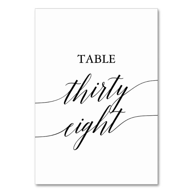 Elegant Black Calligraphy-Bordsnummer 38 Bordsnummer (Framsidan)