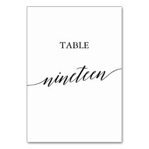 Elegant Black Calligraphy Bordsnummer Nitten