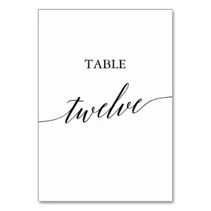 Elegant Black Calligraphy-Bordsnummer tolv Bordsnummer