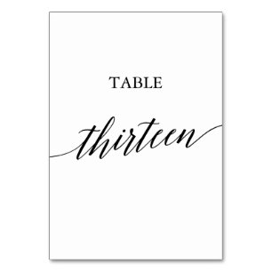 Elegant Black Calligraphy Bordsnummer Tretton