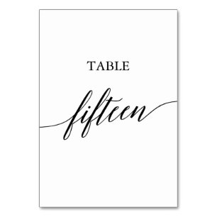 Elegant Black Calligraphy-Bordsnumret femton Bordsnummer
