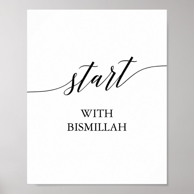 Elegant Black Calligraphy Börja med Bismillah Poster (Framsidan)
