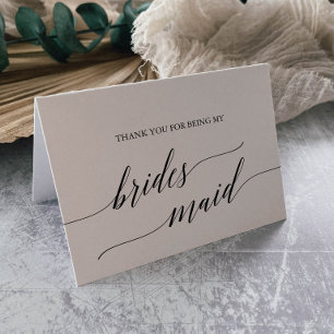 Elegant Black Calligraphy Bridesmaid Tack Kort