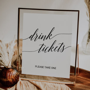 Elegant Black Calligraphy Bröllop Drink Biljett Poster