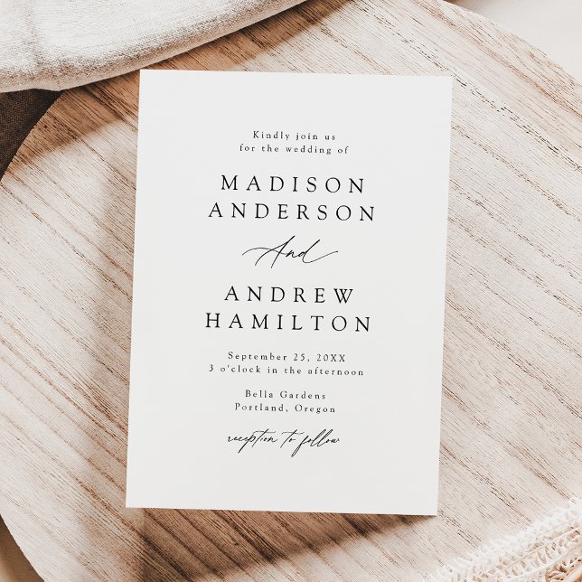 Elegant Black Calligraphy Bröllop Inbjudningar (Skapare uppladdad)