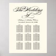 Elegant Black Calligraphy Bröllop Seating Chart