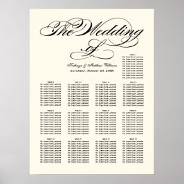 Elegant Black Calligraphy Bröllop Seating Chart Poster