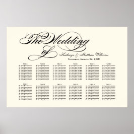 Elegant Black Calligraphy Bröllop Seating Chart Poster