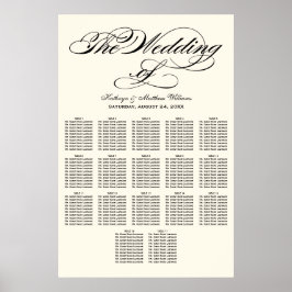 Elegant Black Calligraphy Bröllop Seating Chart Poster