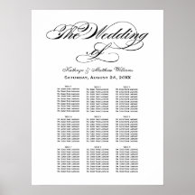 Elegant Black Calligraphy Bröllop Seating Chart