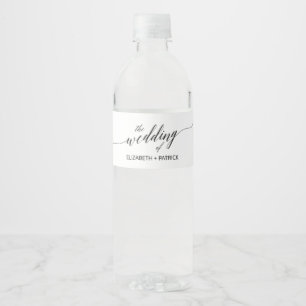 Elegant Black Calligraphy Bröllop Vattenflaska Etikett