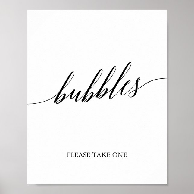 Elegant Black Calligraphy Bubbles Sign Poster (Framsidan)