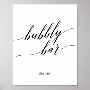 Elegant Black Calligraphy Bubly Pub Sign Poster