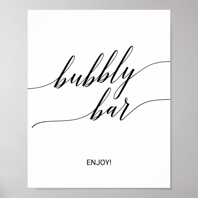 Elegant Black Calligraphy Bubly Pub Sign Poster (Framsidan)