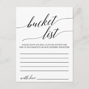Elegant Black Calligraphy Bucket List-kort Vykort