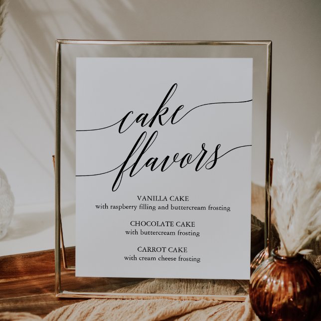 Elegant Black Calligraphy Cake Flavors Sign Poster (Skapare uppladdad)