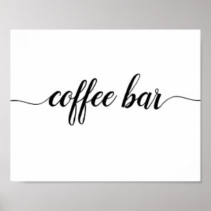 Elegant Black Calligraphy Coffee Pub Sign Poster