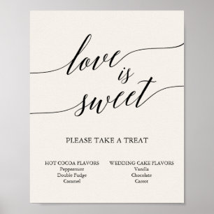 Elegant Black Calligraphy Cream Kärlek är Sweet Si Poster