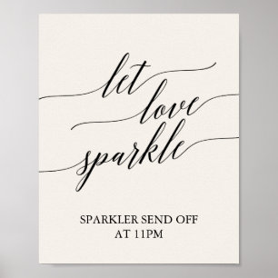 Elegant Black Calligraphy Cream Let Kärlek Gnistra Poster