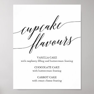 Elegant Black Calligraphy Cuptårta Flavors Sign Poster