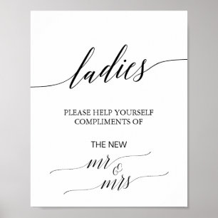 Elegant Black Calligraphy Dam Bathroom-tecken Poster