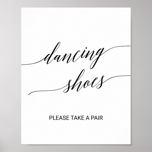 Elegant Black Calligraphy Dancing Shoes Sign Poster (Framsidan)