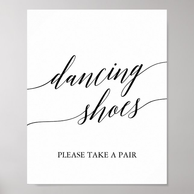 Elegant Black Calligraphy Dancing Shoes Sign Poster (Framsidan)