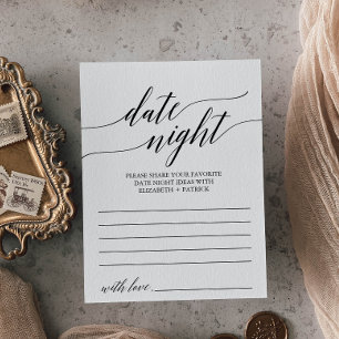 Elegant Black Calligraphy Date Night Idea Cards Vykort