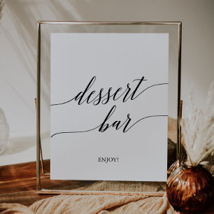 Elegant Black Calligraphy Dessert Pub-tecken Poster