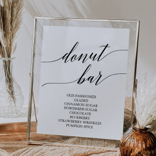 Elegant Black Calligraphy Donut Pub Sign Poster