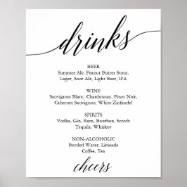 Elegant Black Calligraphy Drink Menu Sign Poster