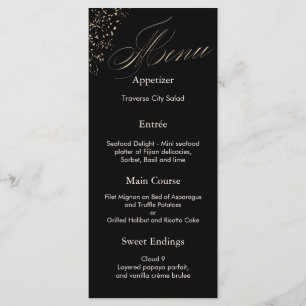 Elegant Black Calligraphy Faux Guld Script Menu Meny