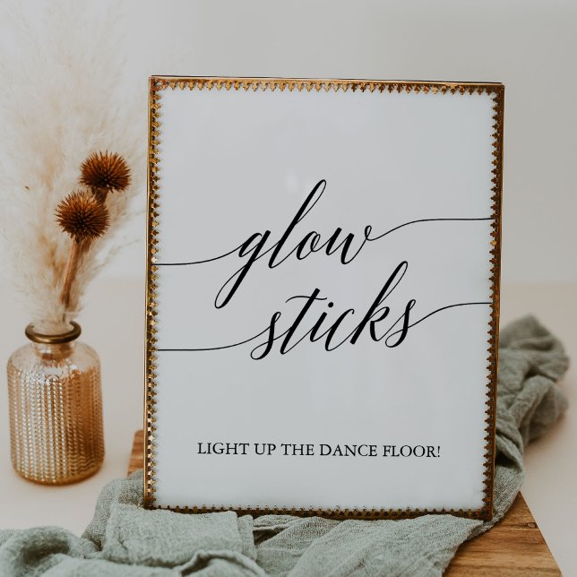 Elegant Black Calligraphy Glow Sticks Sign Poster (Skapare uppladdad)