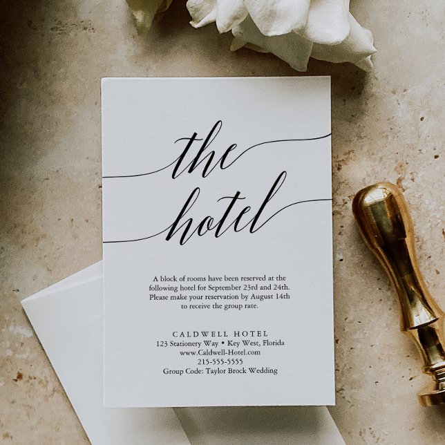 Elegant Black Calligraphy Hotel-höljeskort Tilläggskort (Skapare uppladdad)