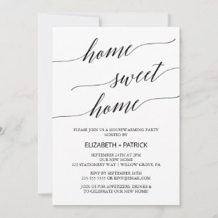 Elegant Black Calligraphy Houseuppvärmning Party Inbjudningar