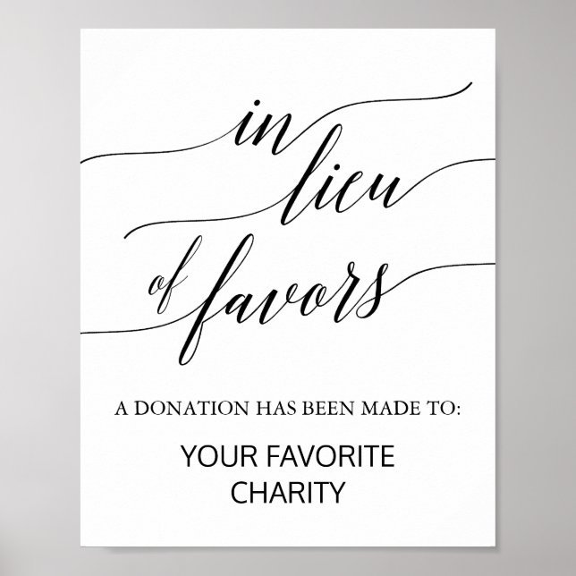 Elegant Black Calligraphy i stället för Favors Sig Poster (Framsidan)