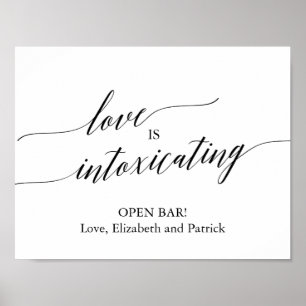 Elegant Black Calligraphy Kärlek är otoxisk Poster