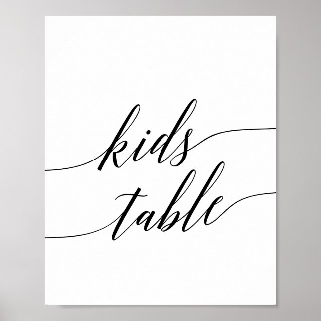 Elegant Black Calligraphy Kids Bord Sign Poster (Framsidan)