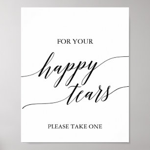 Elegant Black Calligraphy Lycklig Tårar Tissue Sig Poster
