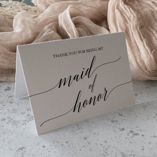 Elegant Black Calligraphy Maid of honor Tack Kort