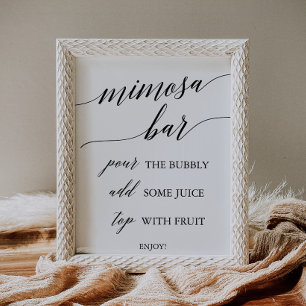 Elegant Black Calligraphy Mimosa Pub Sign Poster