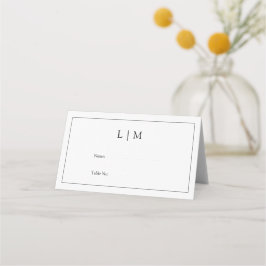 Elegant Black Calligraphy Monogram Reception Placeringskort