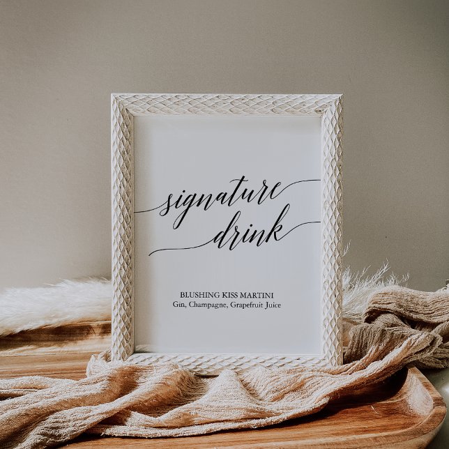 Elegant Black Calligraphy Namnteckning Drink Sign Poster (Skapare uppladdad)