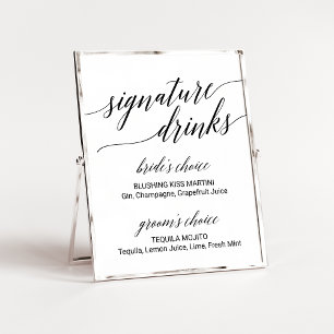 Elegant Black Calligraphy Namnteckning Drinks Sign Poster