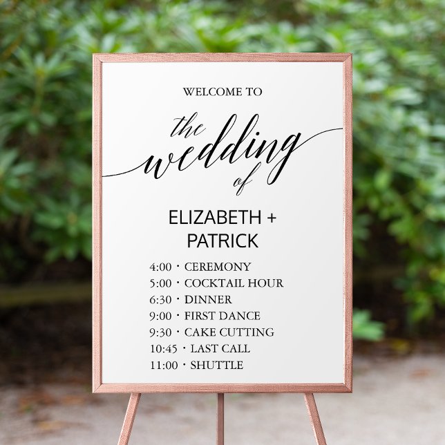 Elegant Black Calligraphy Order of Events Poster (Skapare uppladdad)