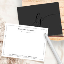 Elegant Black Calligraphy Personlig Stationery