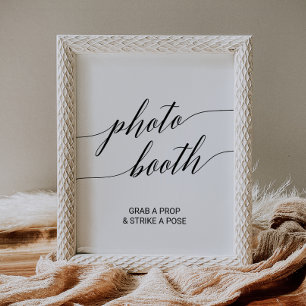 Elegant Black Calligraphy Photo Booth-tecken Poster