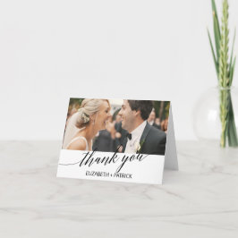 Elegant Black Calligraphy Photo Tackto You Card Tack Kort
