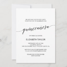 Elegant Black Calligraphy Quinceañera Inbjudningar